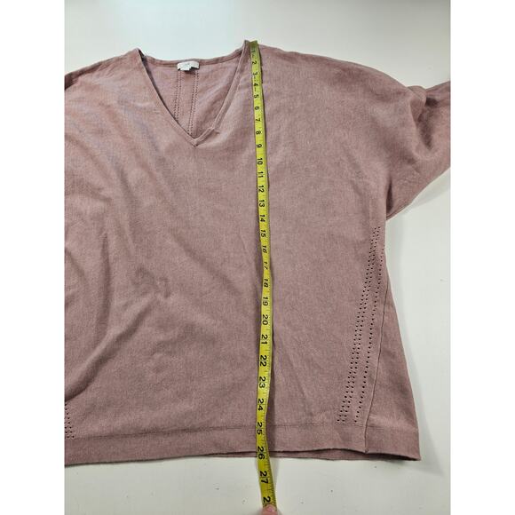 J jill L large pink bolman sleeve short sleeve sweater top v neck stretch casual - Picture 7 of 8